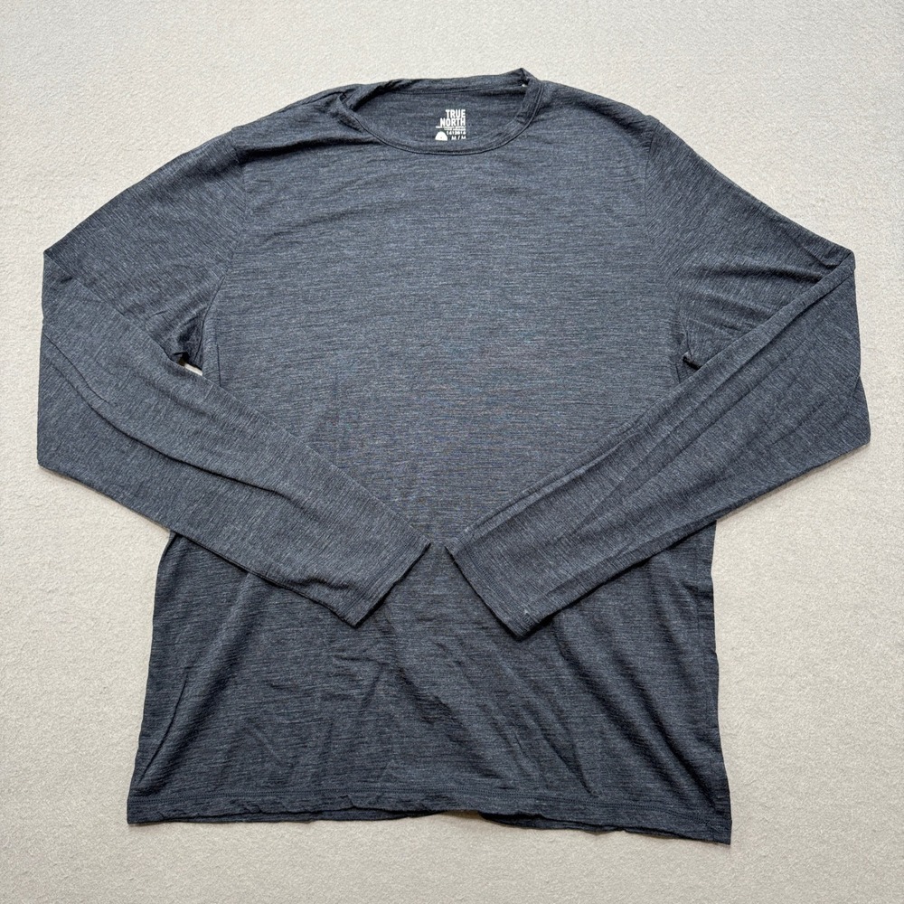 True North Wool Shirt Men's Medium Dark Gray 100% Merino Wool Long Sleeve Canada